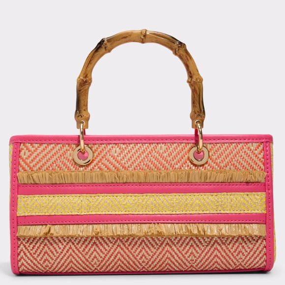 NWT Disco Retro Style Satchel Bag With Removable Crossbody Strap Pink Brown - Picture 4 of 5